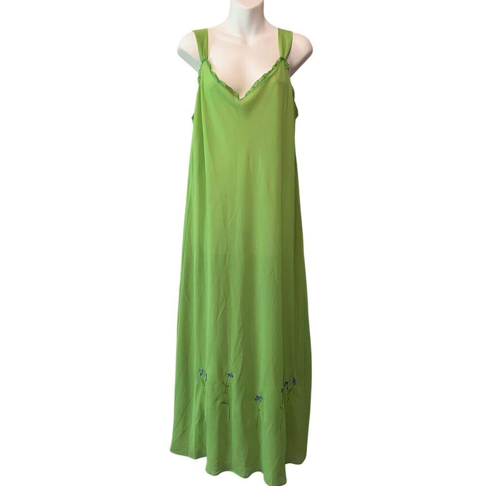 vintage Slip Dress chartreuse green floral nightgown whimsy Fairv goth Y2k NWT